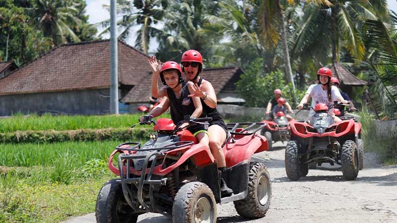 Ubud ATV Quad Bike Through River Jungle Waterfall Rice Fields